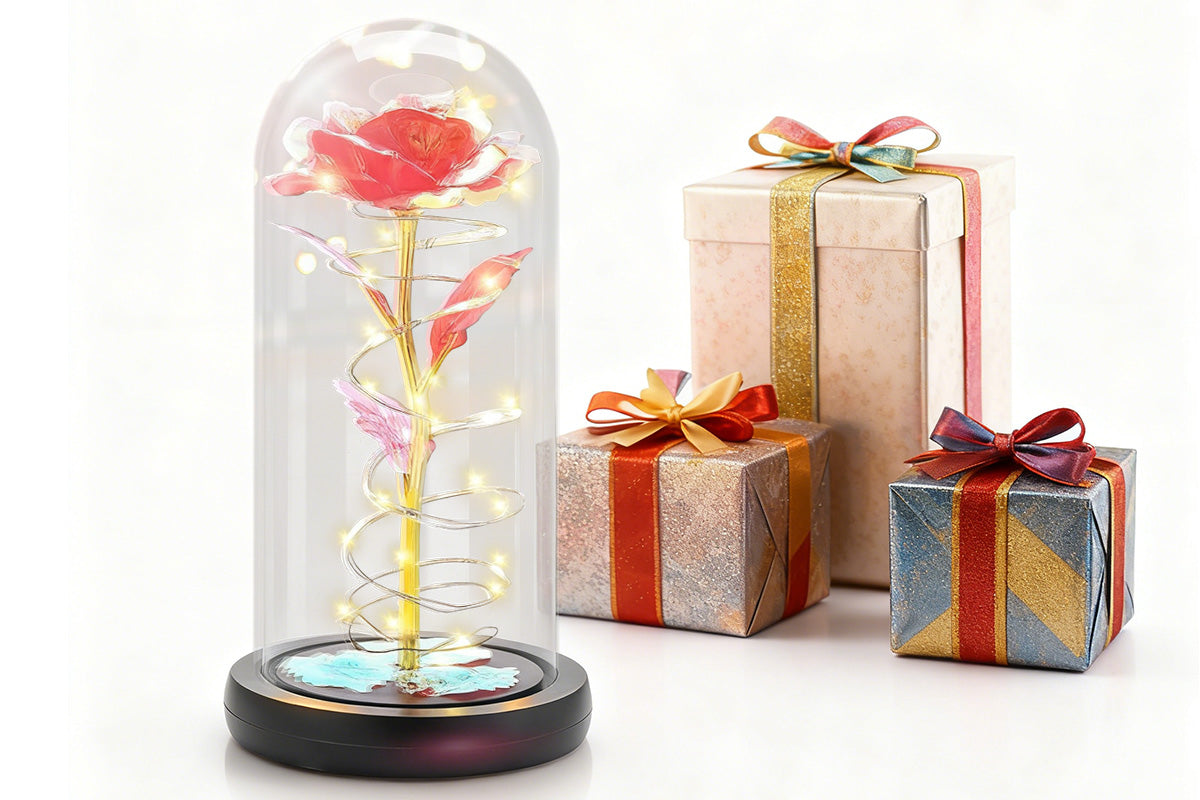 Eternal Rose Night Light in Glass Dome with LED