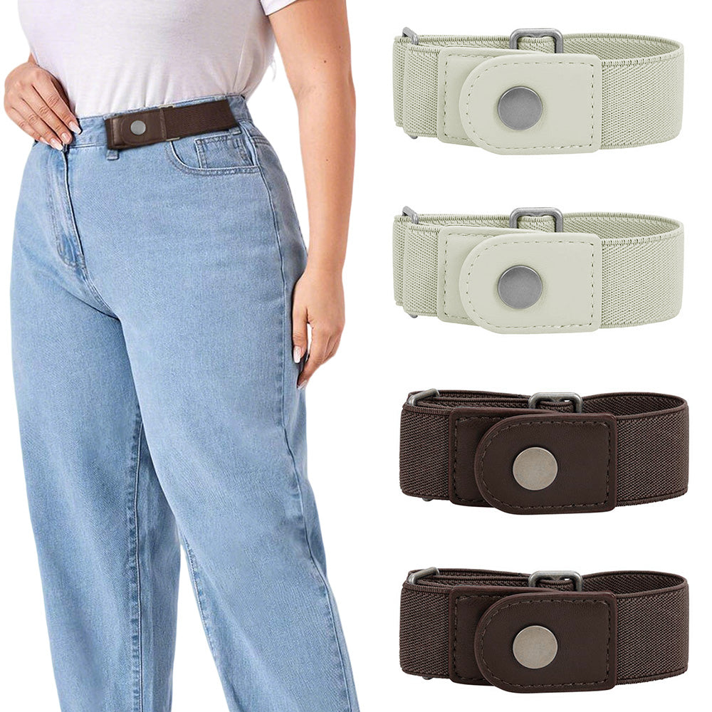 Elastic Belt Side Buckle for Jeans Pants Unisex Adults Adjustable Waistband Stretch