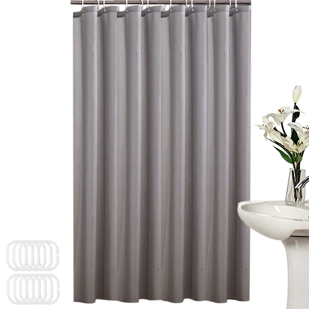 Waterproof Shower Curtain with 12 Hooks Thick Polyester for Bathtub Bathroom