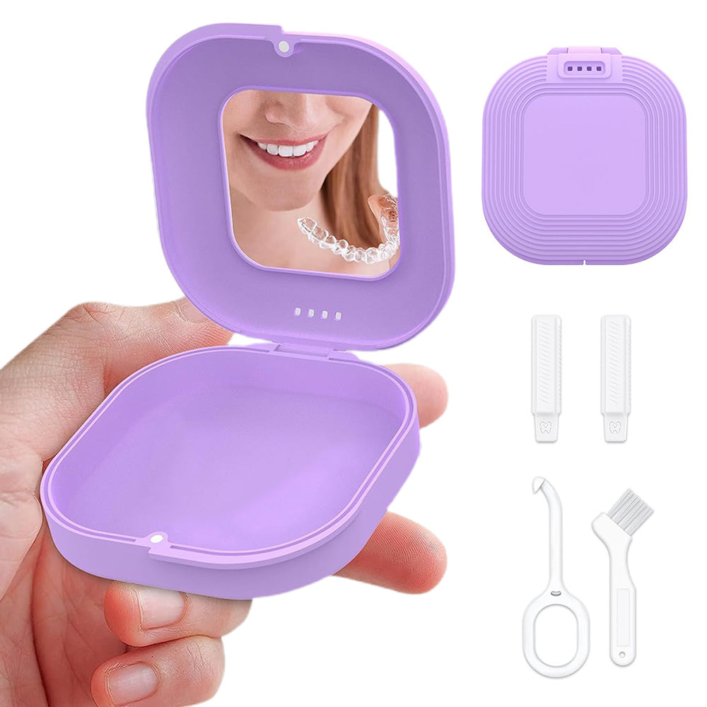 Retainer Case with Mirror and Retainer Removal Tool Mouth Guard Storage Box