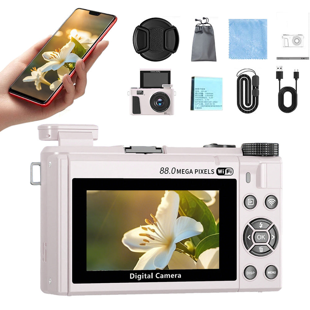 Digital Camera with Flip Screen WIFI Remote Control Vlogging Camera