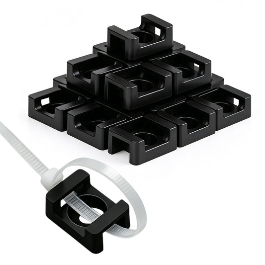 500 PCS Cable Tie Base Nylon Saddle Mount for Wire Management-Black