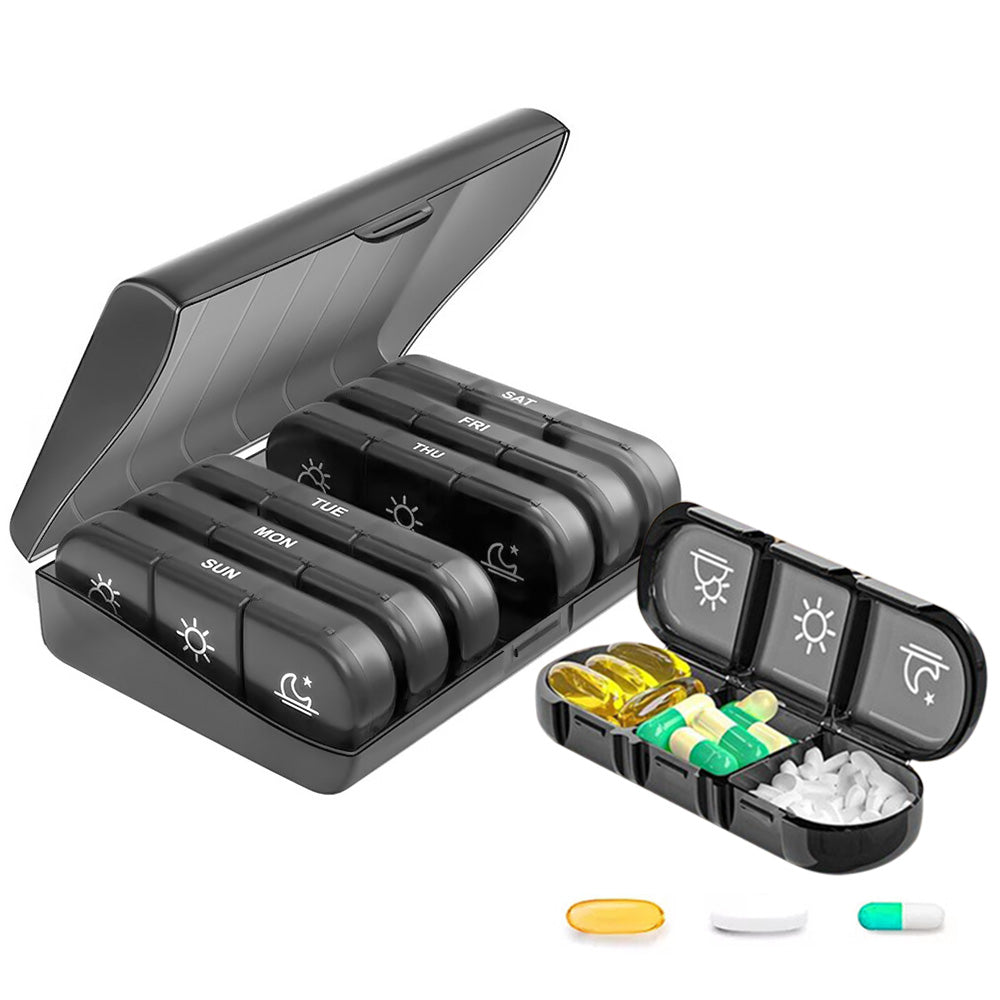 Weekly Pill Box Organizer 7 Days Tablet Storage Dispenser With One Side Large Openings