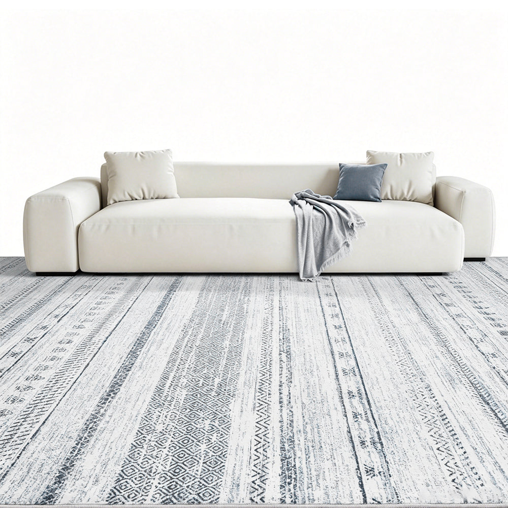 Bohemian Rug Crystal Velvet Machine Washable Non-Slip Scratch-Proof for Living Room Bedroom Dining Room-Blue
