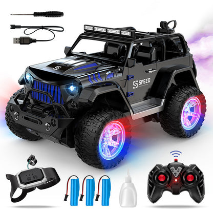 Remote Control Car with Color Lights Stickers Rechargeable Off Road Truck for Home Outdoor