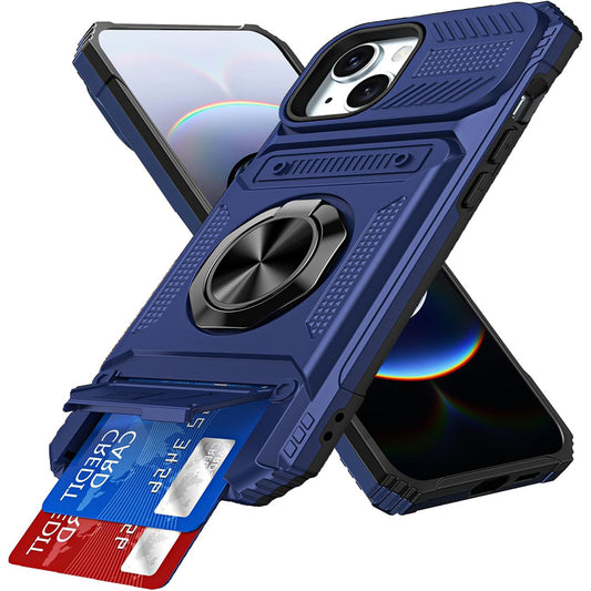Wallet Card Slot Shockproof Protective Case for iPhone 17 and 18 Series-Blue