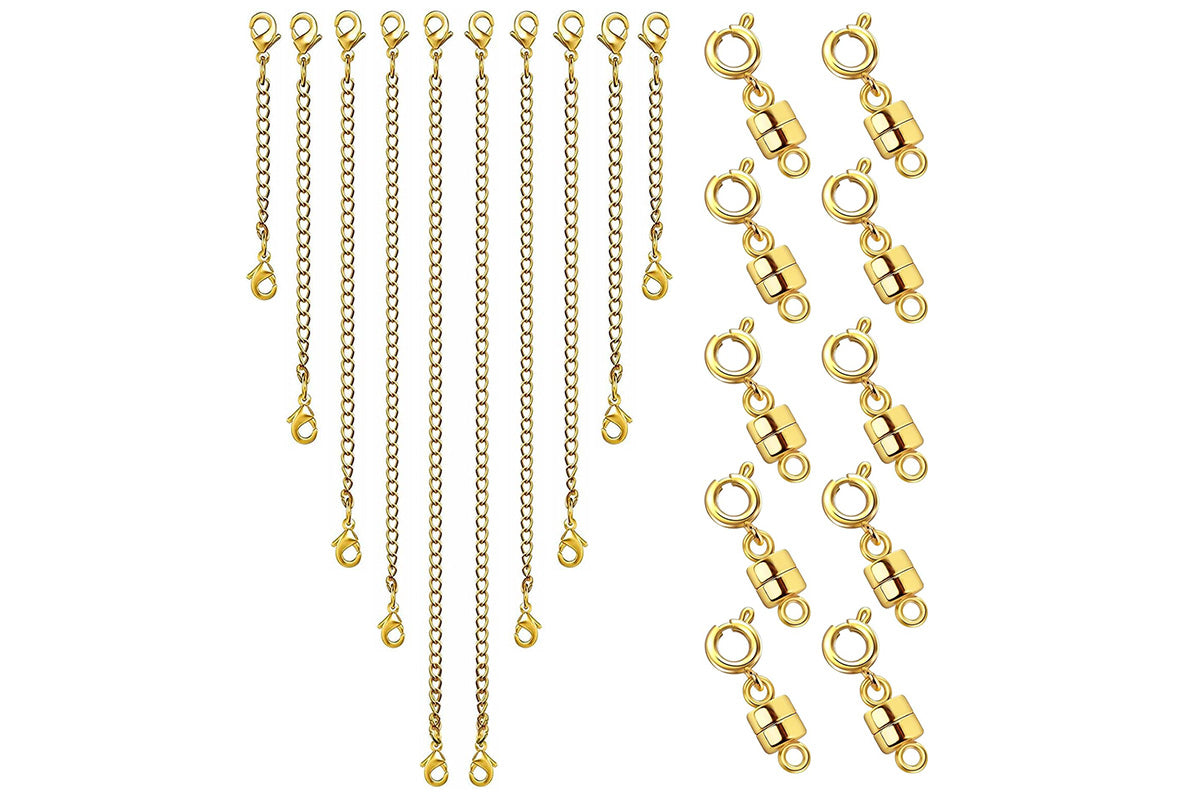 20-Piece Necklace Extender Set with Clasps for Jewelry and Bracelets