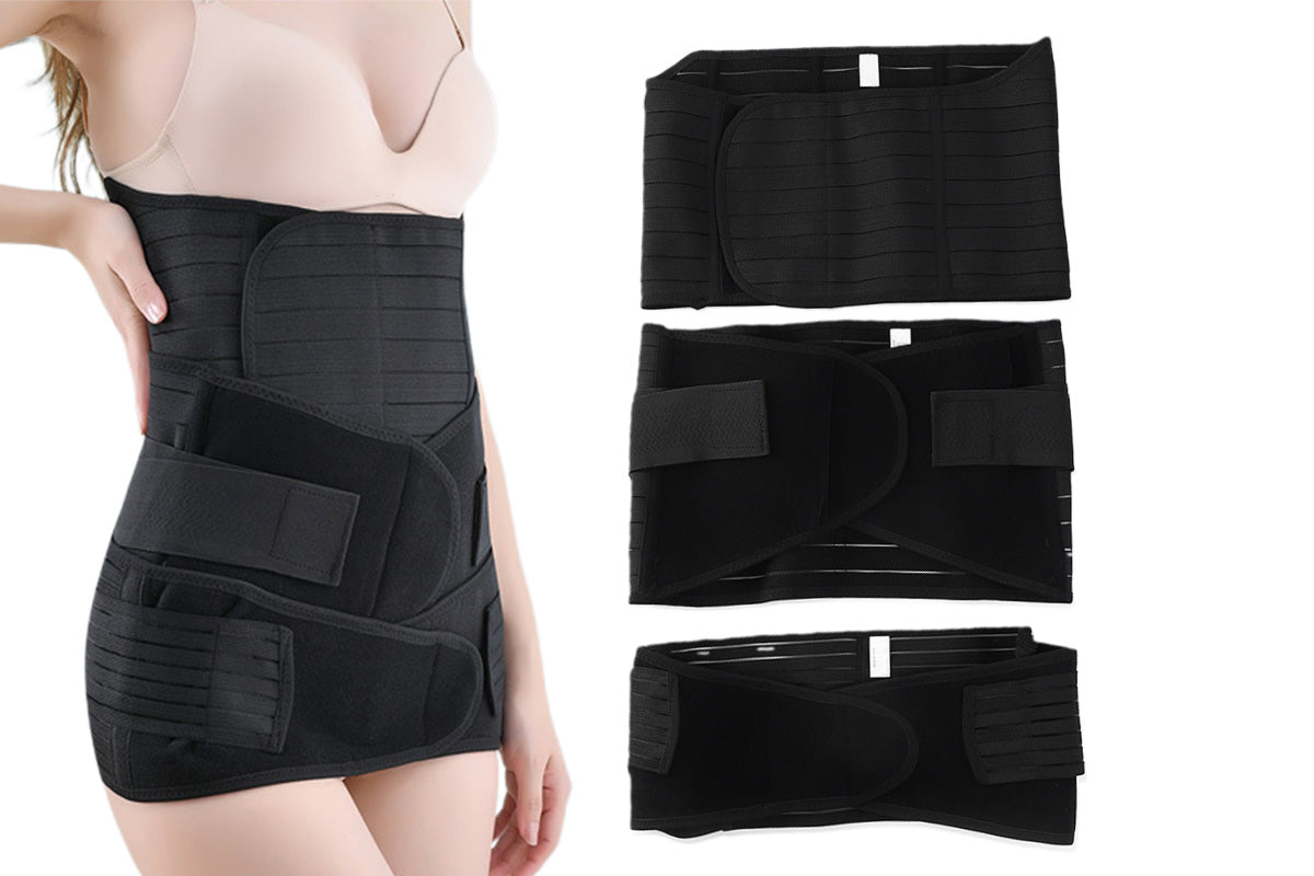 3 in 1 Postpartum Belly Band Waist Shapewear Recovery Girdle After Birth Support-Black
