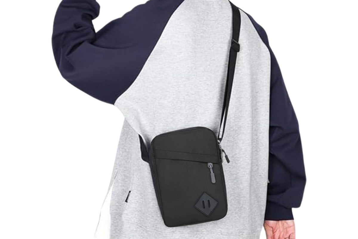 Men's Oxford Crossbody Shoulder Bag with Adjustable Strap and Multi-Pocket Messenger Design
