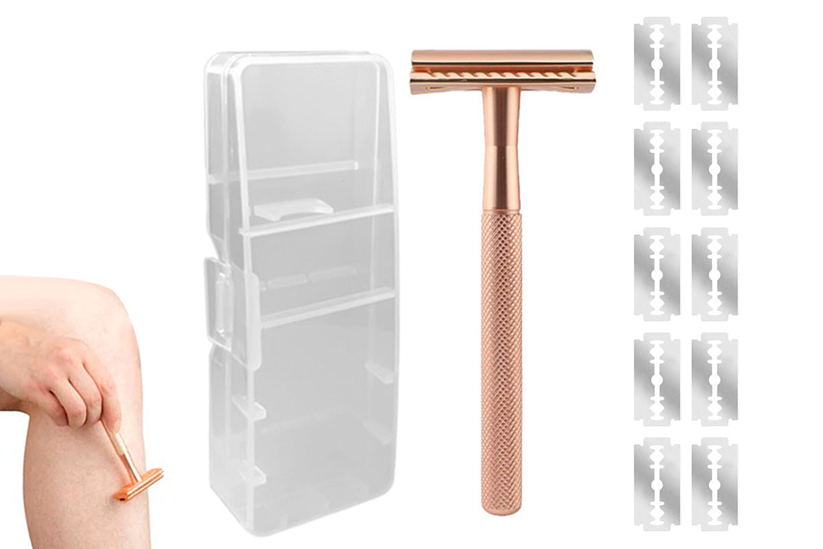 Matte Double Edge Manual Razor With 10 Blades For Men