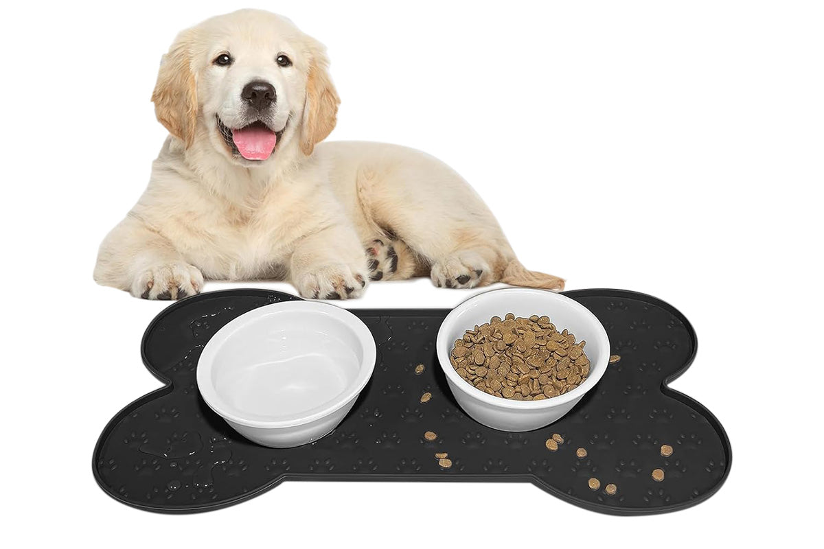 Dog Food Mats for Floors Waterproof Silicone Dog Bowl Mat with Raised Edge