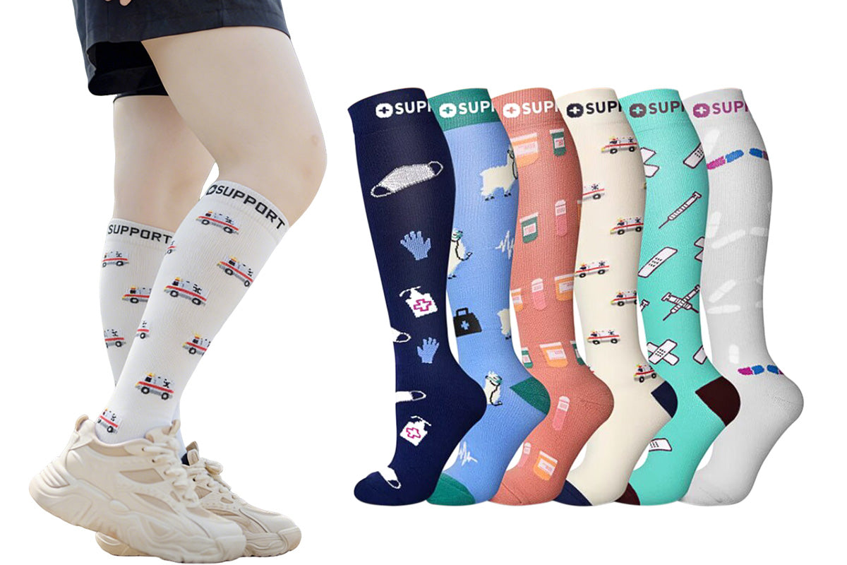 6 Pairs High Stretch Long Socks for Sports Casual Wear for Women - Style 3