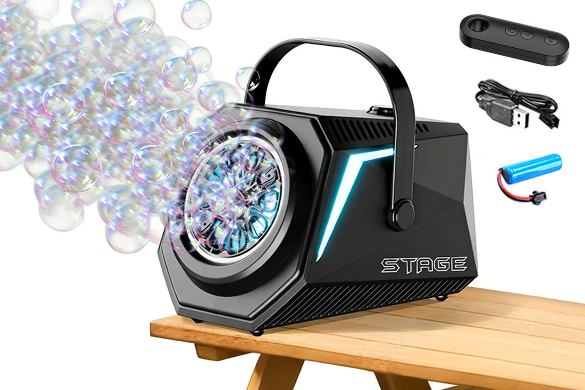 Portable Automatic Bubble Maker Machine Blower LED Light for Parties Wedding