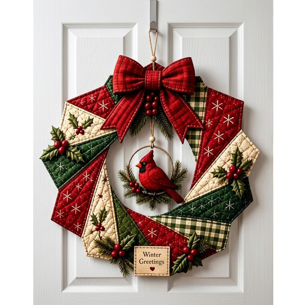 Christmas Quilted Wreath DIY Sewing Kit with Precut Fabric for Door Decor