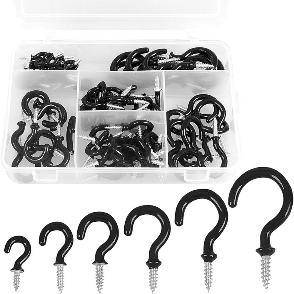 90 PCS Ceiling Hooks with 1 Storage Box Durable Wall Hooks for Hanging Cups Plant Tools