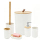 6 Pcs Bathroom Wash Set with Bamboo Lids and Plastic Body