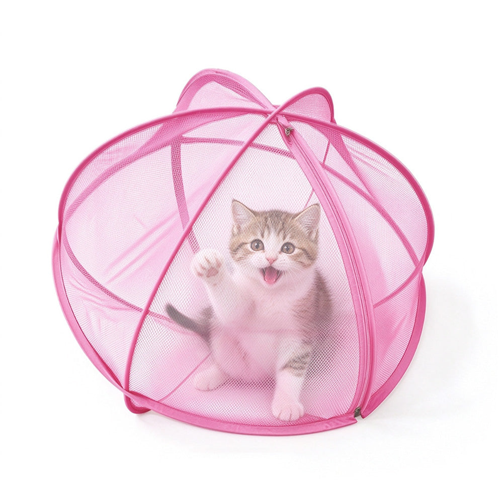 Foldable Pop Up Mesh Pet Playpen Tent with Zipper for Cats Outdoors