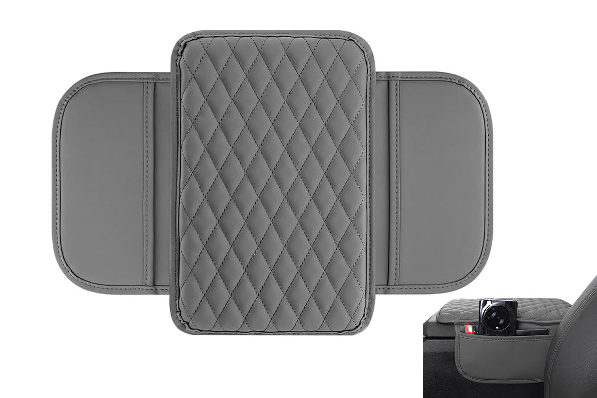 Microfiber Leather Car Center Console Cover Car Arm Rest Cover with 2 Storage Bags