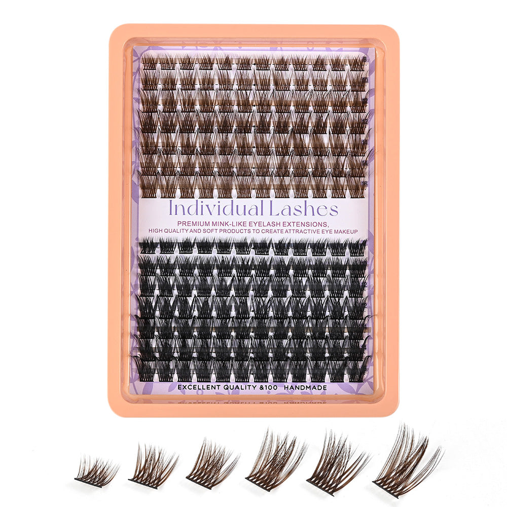 Dark Brown Natural Cluster Lashes DIY Fluffy Individual Reusable for Light Hair