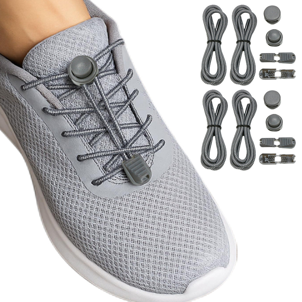 2 Pairs Elastic No Tie Shoelaces with Spring Lock for Adults and Seniors Easy On and Off