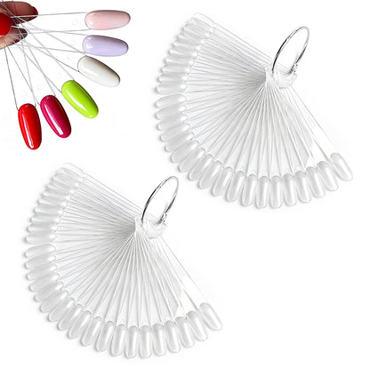 100 PCS Clear Nail Swatch Sticks with Ring Nail Art Swatch Set for Polish Display