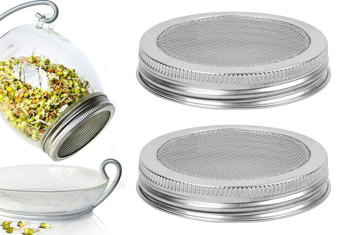 Stainless Steel Sprouting Lid with Mesh Filter for 32 oz Wide Mouth Mason Jars