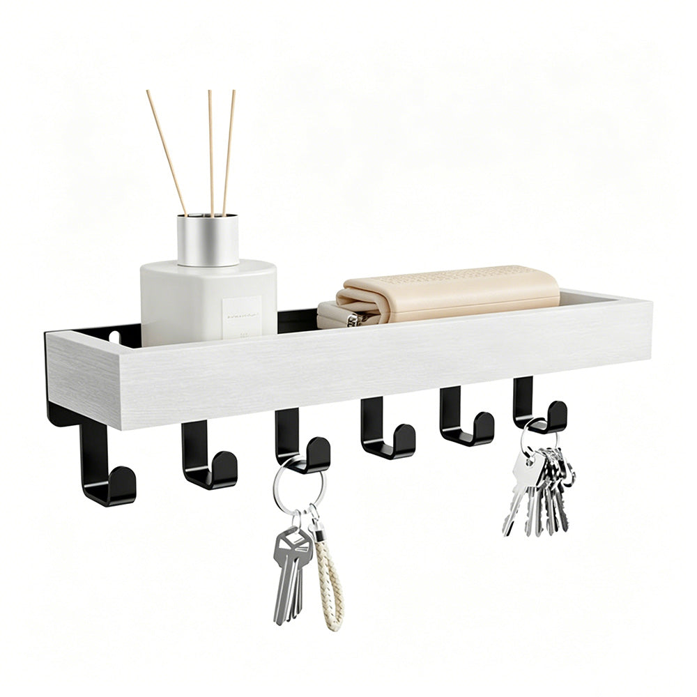 Wall Key Holder with Shelf Wooden Key Rack for Entryway Home