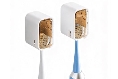 2Pcs Toothbrush Holders Wall Mounted Tooth Brush Holder with Cover for Shower