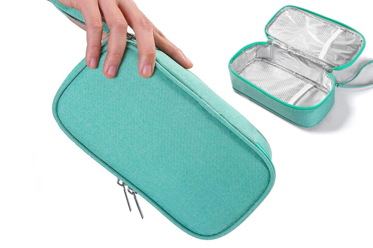 Insulated Insulin Cooling Bag Multi-Layer Medical Cooler for Diabetes Travel -Pink