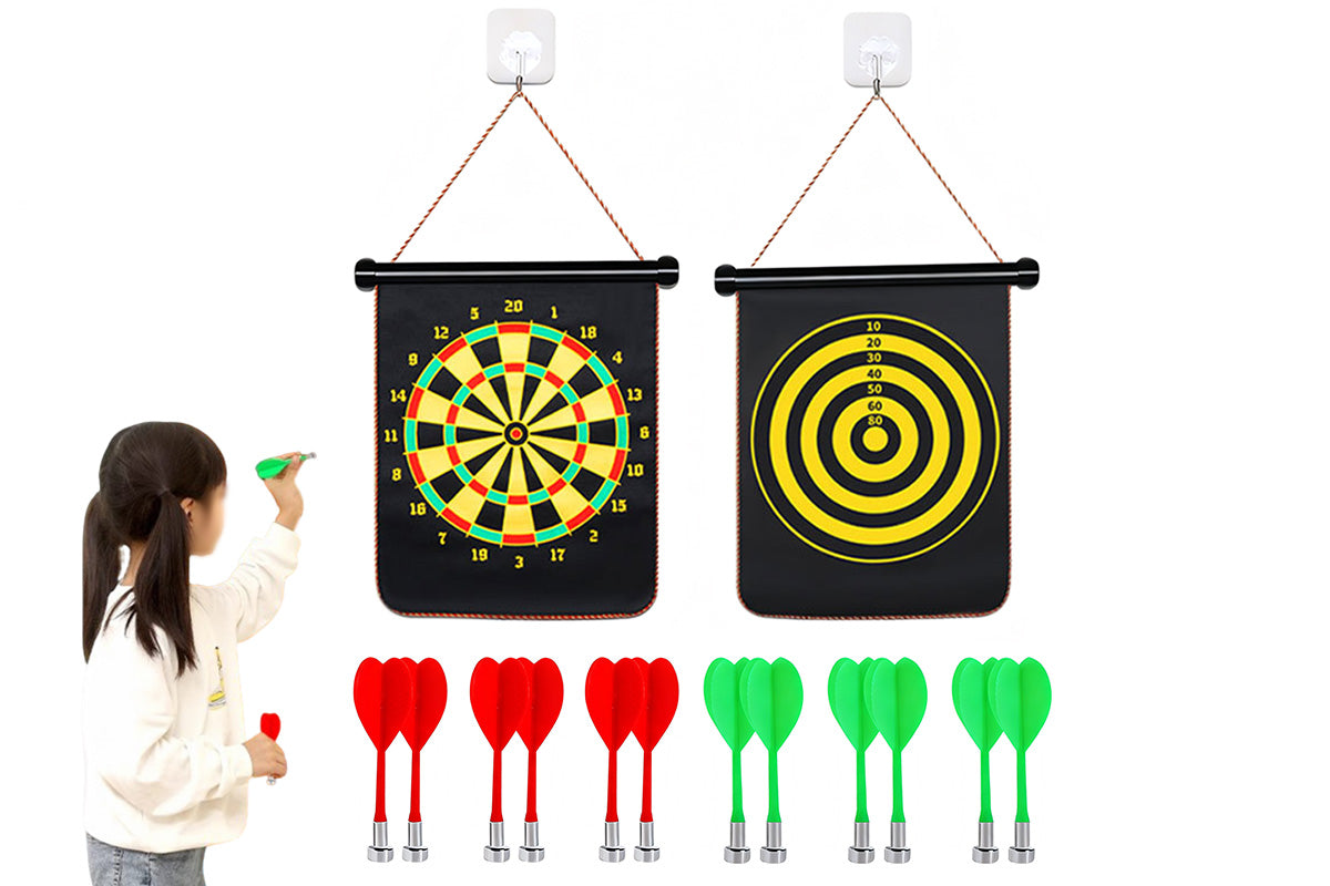 Roll Up Dartboard Set with 12 Darts Indoor Outdoor Game Toy Gift