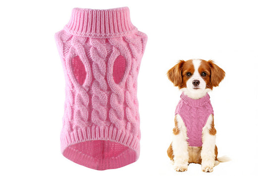 Puppy Dog Jumper Winter Warm Knitted Sweater Pet Clothes for Small Dogs Coat-Pink