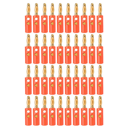 40 PCS Banana Plug Set 0.4cm Gold Plated Red and Black Speaker Connectors for Audio