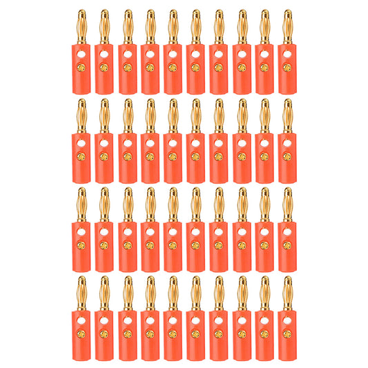40 PCS Banana Plug Set 0.4cm Gold Plated Red and Black Speaker Connectors for Audio