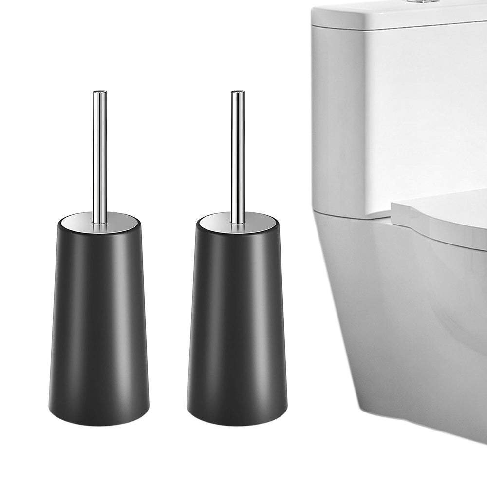 2 Pack Toilet Brush Set with 304 Stainless Steel Handle and Holder