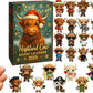 2D Highland Cow Advent Calendar 24 Days Christmas Countdown Calendar for Xmas Tree