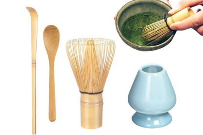 4Pcs Bamboo Matcha Whisk Set Chasen Chashaku Matcha Whisk for Tea Ceremony