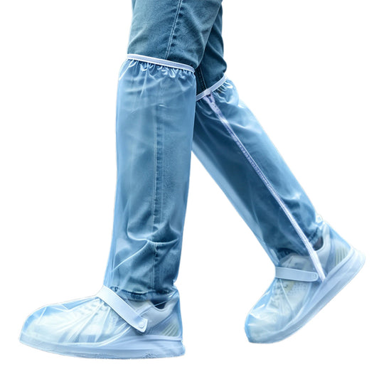 Water-resistant Shoe Covers with Reflective Strip Anti Slip Rain Boot Covers for Cycling Hiking-White
