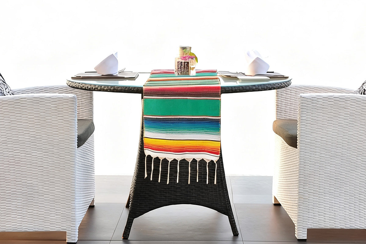 Mexican Serape Table Runner with Tassels for Party Wedding Outdoor Picnic Decoration