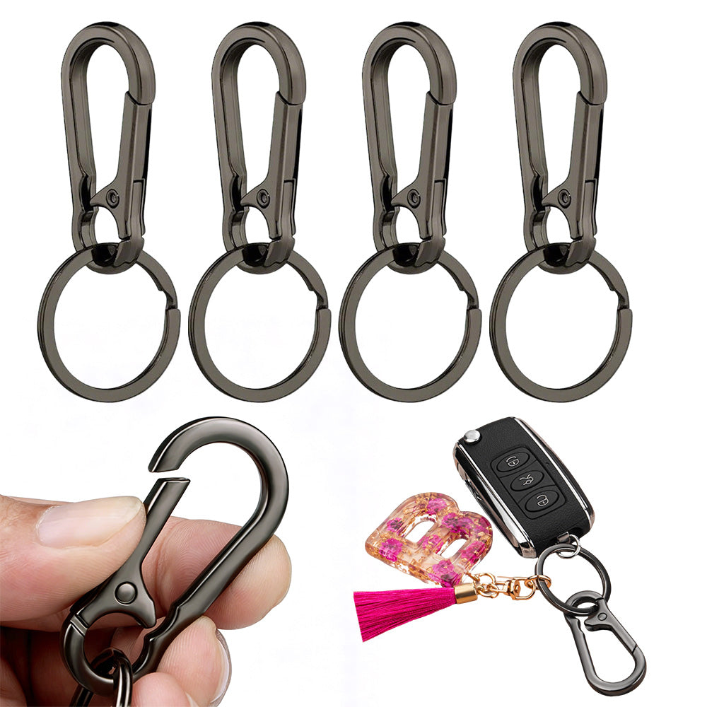 4 Pcs Metal Keychain Key Ring Clip Holder for Home Car Keys and Bags