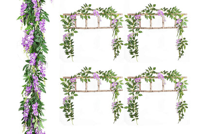 4Pcs Artificial Silk Wisteria Vine Hanging Garland 1.8 m for Home and Garden Decoration