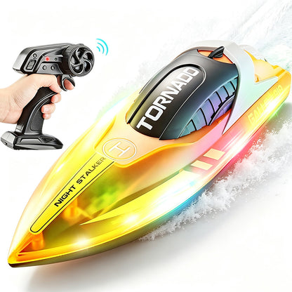 Rechargeable Water-resistant Remote Control Boat with Color LED Lights for Pool Lake