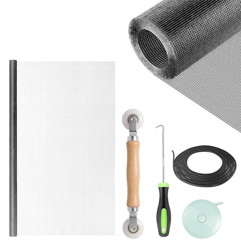 DIY Window Screen Repair Kit Fiberglass Mesh with Tools for Doors Patio Porch