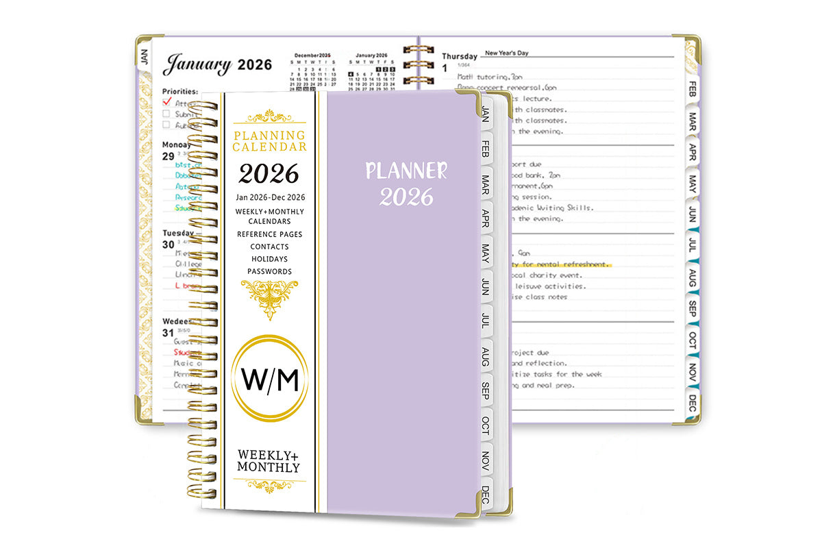 2026 Planner Weekly Monthly A5 Daily Organizer January to December Calendar Notebook