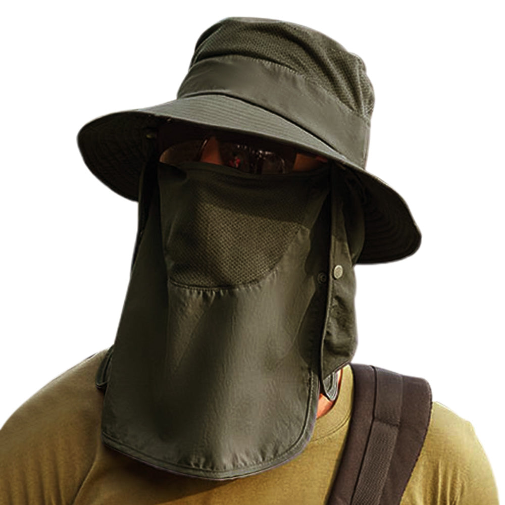 Outdoor Sun Protection Fishing Cap Wide Brim Hat With Neck Flap And Face Cover