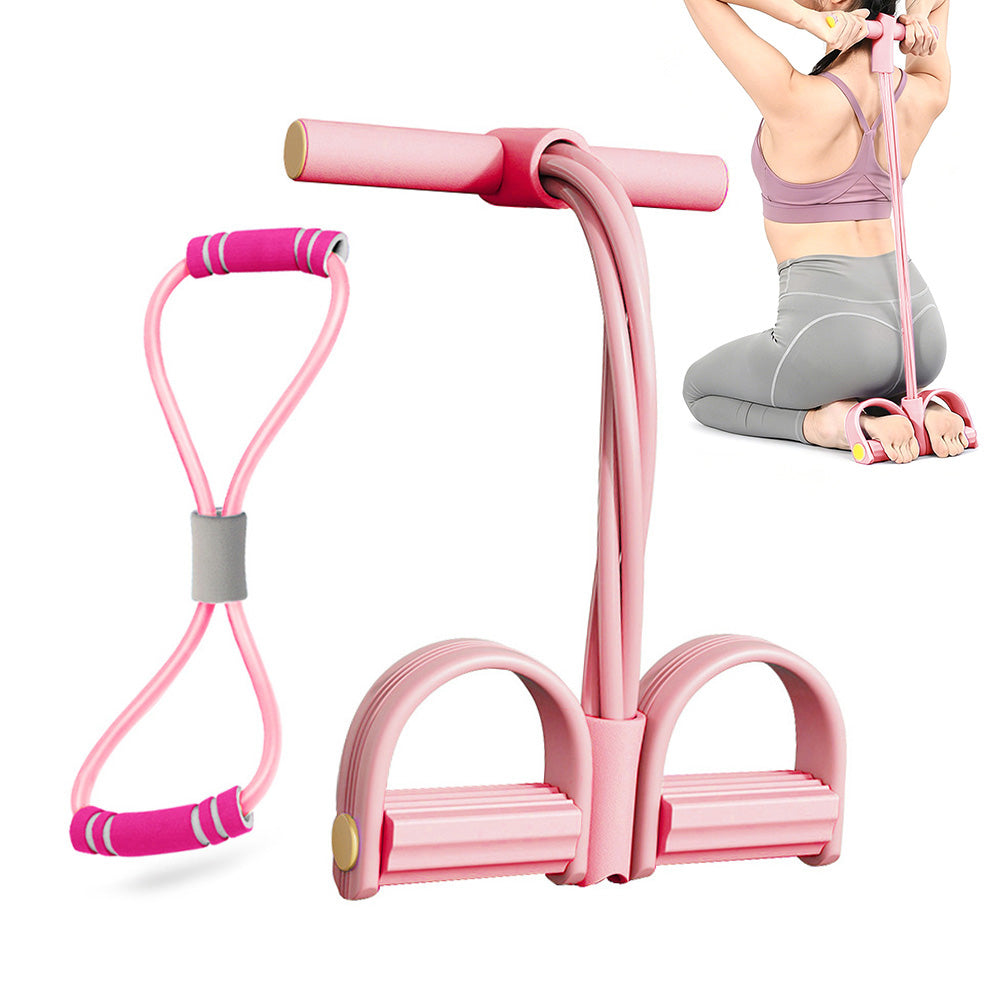6 Tube Pedal Ankle Puller Fitness Exercise Rope with 8-Shape Resistance Band
