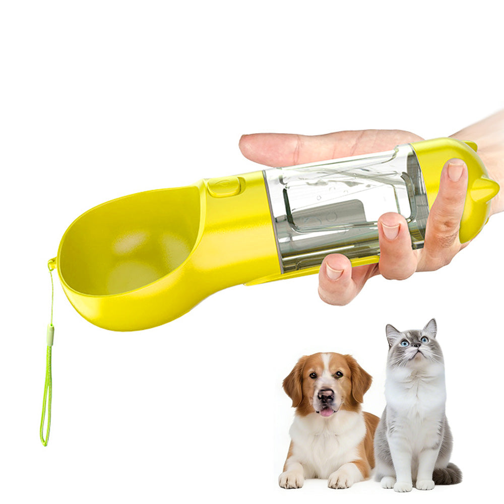 4 in 1 Pet Feeder Dog Cat Puppy Water Bottle Cup with Poop Bag Holder for Yorkie
