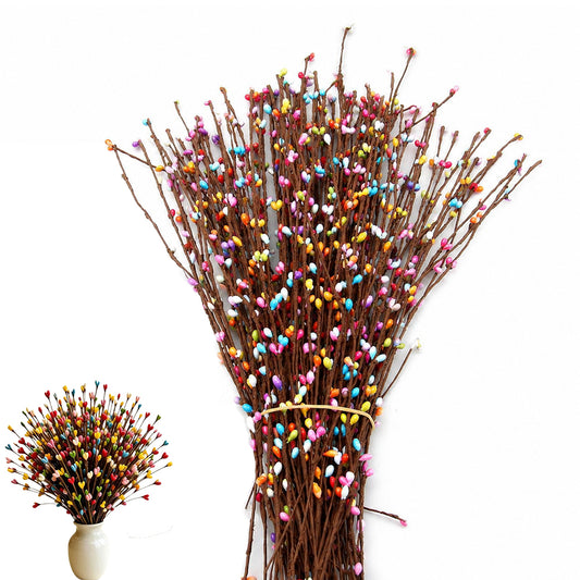 100 PCS Faux Pussy Willow Branches Realistic Artificial Willow Stems for DIY Crafts