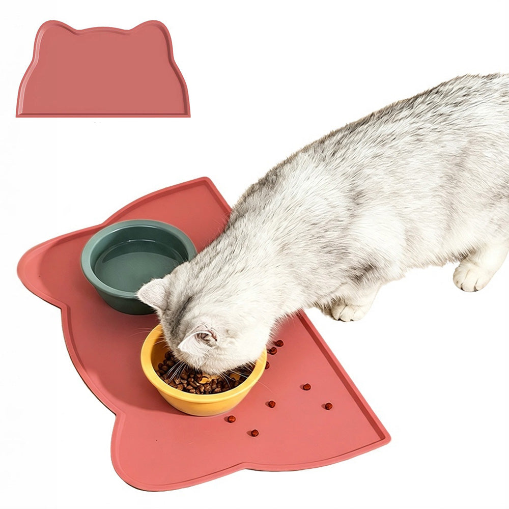 Thick Silicone Non Slip Pet Feeding Mat with Raised Spill Edge