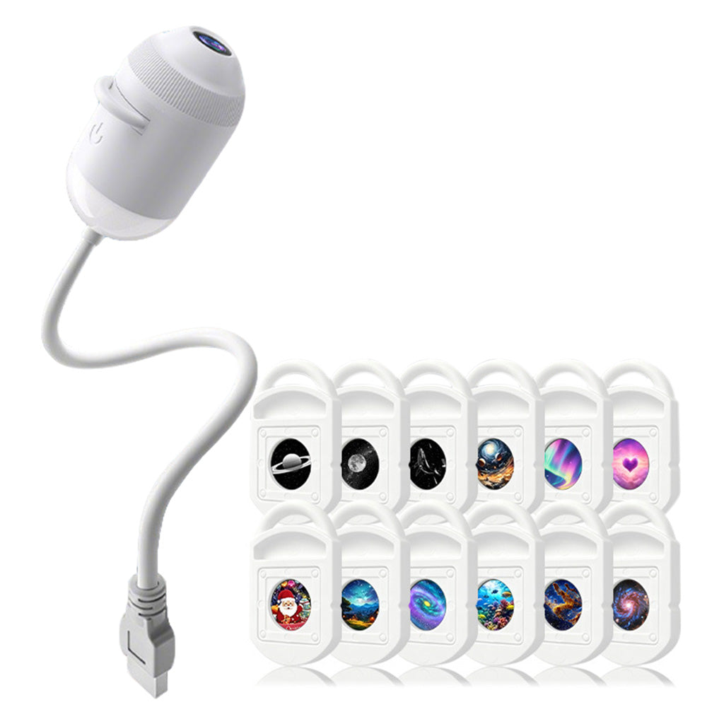 2 in 1 Galaxy Projector Starry Sky Night Light USB Projection Films Lamp