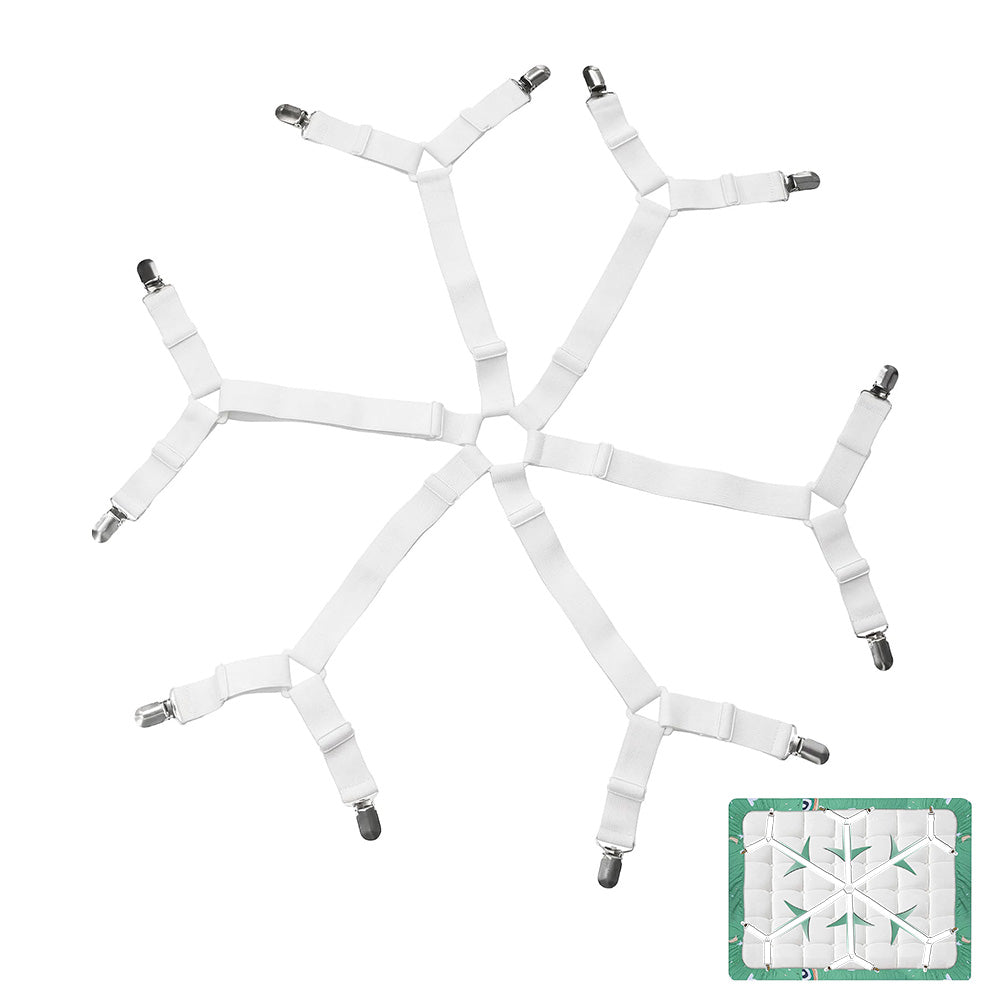 12-Clip Adjustable Elastic Bed Sheet Fastener Straps for Mattress